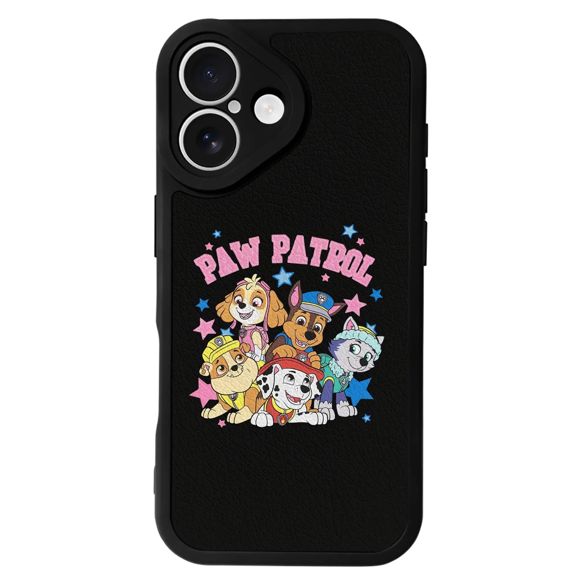 パウ・パトロール グッズ チェイス - IPhone 16シリーズ対応 ・ シリコンスマホケース ・ レザー調 ・ 高精度フィット ・ 耐衝撃 ・ ワイヤレス充電対応 ・ 精密カット